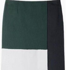 New Band of Outsiders linen colorblock Piet Mondrian high rise slit front skirt